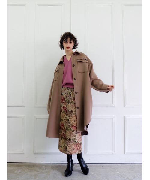 Katrin TOKYO(カトリーントーキョー)の「flower jacquard skirt(スカート・レディース・ベージュ/ボルドー・S/L)」の2枚目の写真