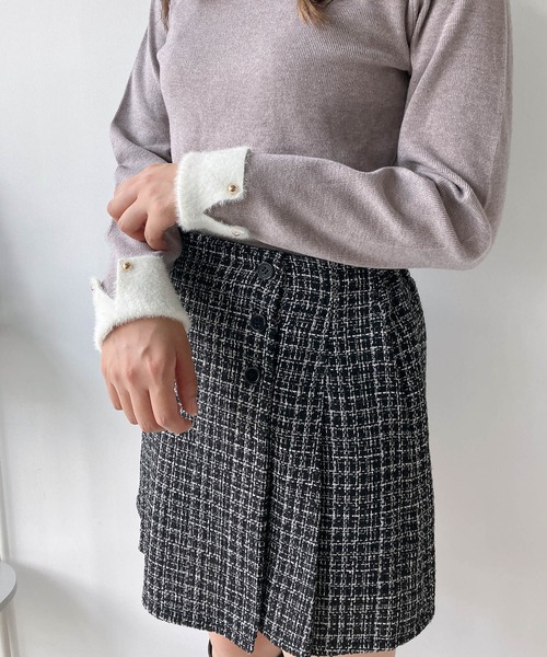 AS KNOW AS plus（アズノゥアズプラス）の「◇ボタンとプリーツミニスカート 　セットアップ可能（スカート・レディース・ブラック系/グレー系/ベージュ系・FREE）」の12枚目の写真