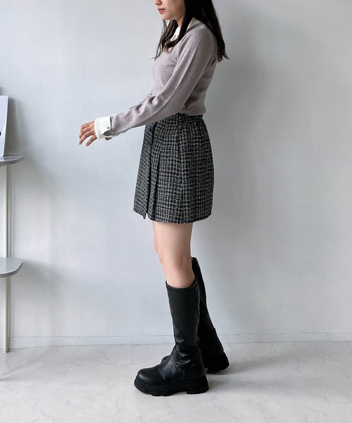 セール】◇ボタンとプリーツミニスカート セットアップ可能