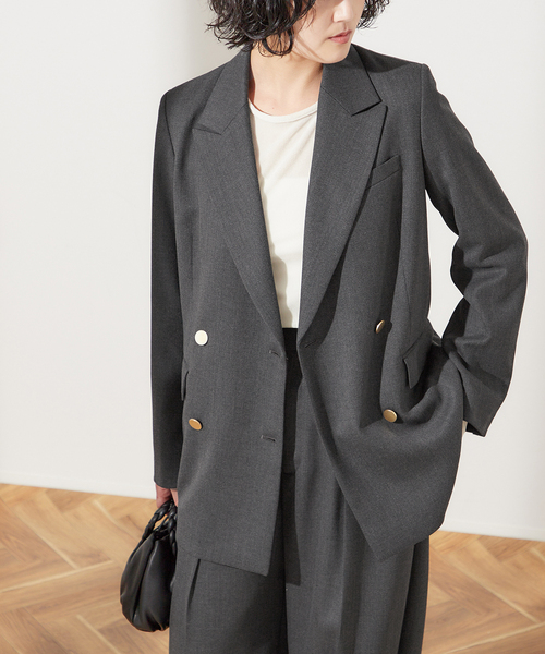 journal standard L'essage（ジャーナルスタンダードレサージュ）の「ウールトリコチン ブレザージャケット（テーラードジャケット・レディース・グレー/ネイビー・FREE）」の9枚目の写真