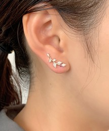 リーフビジューピアス イヤーカフ風  (両耳用)