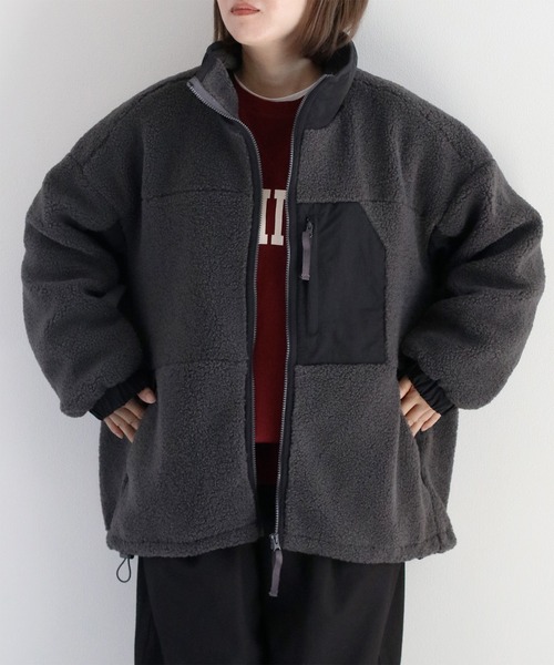 cepo（セポ）の「パウダーボアオーバージャケット（ブルゾン・レディース・ブラウン/チャコール/オフホワイト・M）」の4枚目の写真