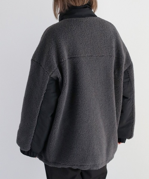 cepo（セポ）の「パウダーボアオーバージャケット（ブルゾン・レディース・ブラウン/チャコール/オフホワイト・M）」の5枚目の写真