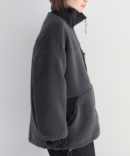 cepo（セポ）の「パウダーボアオーバージャケット（ブルゾン・レディース・ブラウン/チャコール/オフホワイト・M）」の7枚目の写真