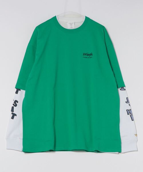 （What it isNt）ART BY MARKGONZALES（ワットイットイズント）の「【(What it isNt) ART BY MARK GONZALES/ワットイットイズント マークゴンザレス】バック&アームプリント リアルレイヤード ロングスリーブTシャツ 半袖T＆ロンT 2点セット（Tシャツ/カットソー・メンズ・ブラック系その他/グレー系その他/グリーン系その他/ブラック系その他2/グレー系その他2/パープル系その他2・MEDIUM/LARGE/X-LARGE）」の5枚目の写真