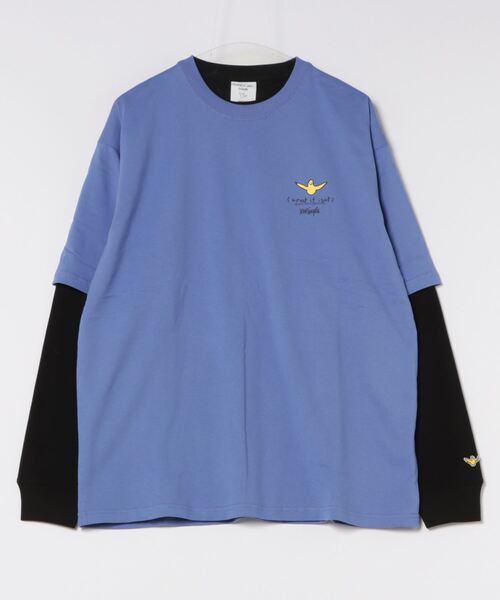 （What it isNt）ART BY MARKGONZALES（ワットイットイズント）の「【(What it isNt) ART BY MARK GONZALES/ワットイットイズント マークゴンザレス】バック&アームプリント リアルレイヤード ロングスリーブTシャツ 半袖T＆ロンT 2点セット（Tシャツ/カットソー・メンズ・ブラック系その他/グレー系その他/グリーン系その他/ブラック系その他2/グレー系その他2/パープル系その他2・MEDIUM/LARGE/X-LARGE）」の6枚目の写真