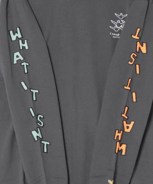 （What it isNt）ART BY MARKGONZALES（ワットイットイズント）の「【(What it isNt) ART BY MARK GONZALES/ワットイットイズント マークゴンザレス】バック&アームプリント リアルレイヤード ロングスリーブTシャツ 半袖T＆ロンT 2点セット（Tシャツ/カットソー・メンズ・ブラック系その他/グレー系その他/グリーン系その他/ブラック系その他2/グレー系その他2/パープル系その他2・MEDIUM/LARGE/X-LARGE）」の9枚目の写真