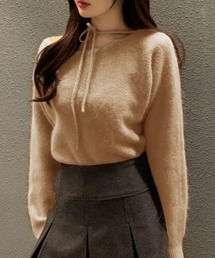 ニット/セーター（ブラウン/茶色系・リボン）ファッション通販