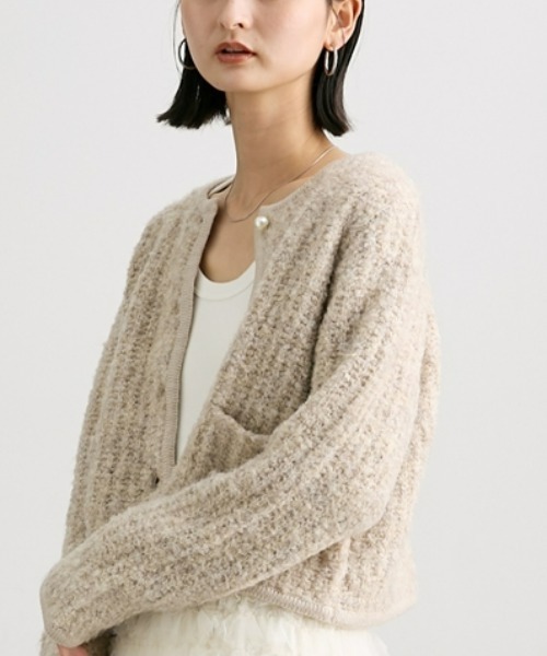 nissen（ニッセン）の「プードルニットショート丈カーディガン（カーディガン/ボレロ・レディース・ブラック/杢グレー/ベージュ・M）」の14枚目の写真