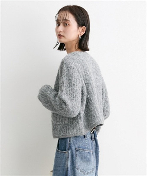 nissen（ニッセン）の「プードルニットショート丈カーディガン（カーディガン/ボレロ・レディース・ブラック/杢グレー/ベージュ・M）」の6枚目の写真