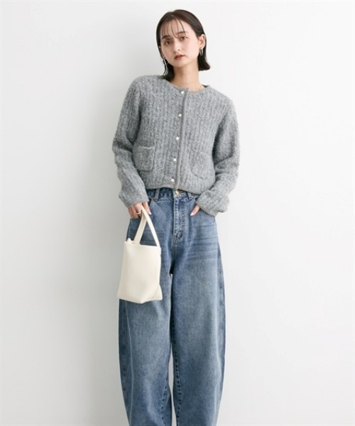 nissen（ニッセン）の「プードルニットショート丈カーディガン（カーディガン/ボレロ・レディース・ブラック/杢グレー/ベージュ・M）」の7枚目の写真