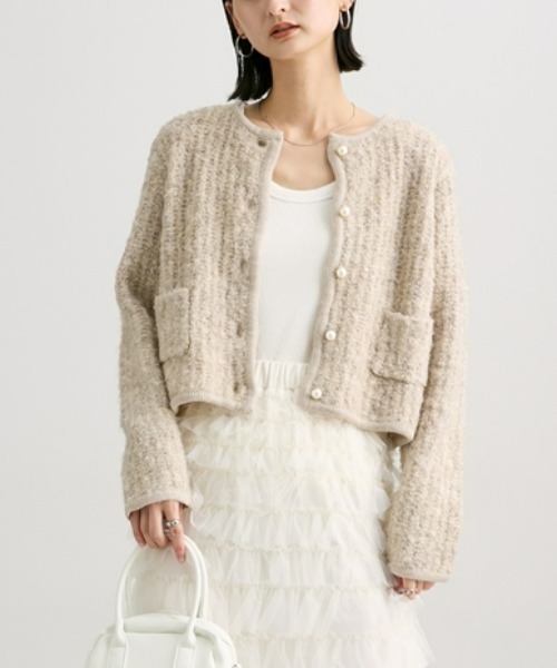 nissen（ニッセン）の「プードルニットショート丈カーディガン（カーディガン/ボレロ・レディース・ブラック/杢グレー/ベージュ・M）」の15枚目の写真