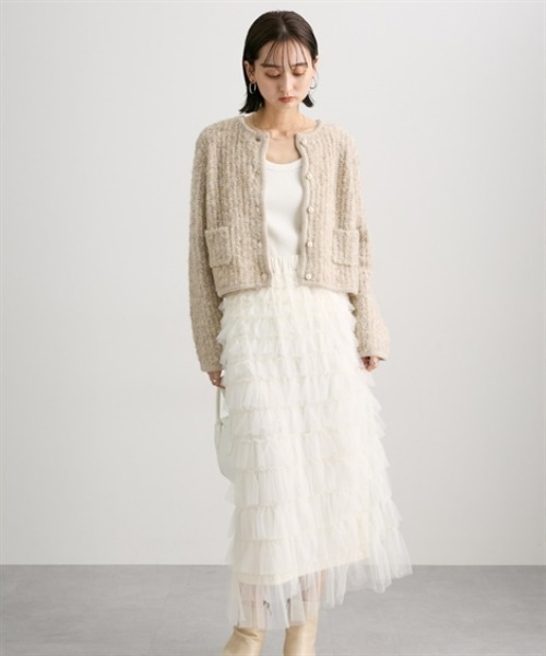 nissen（ニッセン）の「プードルニットショート丈カーディガン（カーディガン/ボレロ・レディース・ブラック/杢グレー/ベージュ・M）」の16枚目の写真