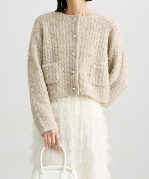 nissen（ニッセン）の「プードルニットショート丈カーディガン（カーディガン/ボレロ・レディース・ブラック/杢グレー/ベージュ・M）」の13枚目の写真