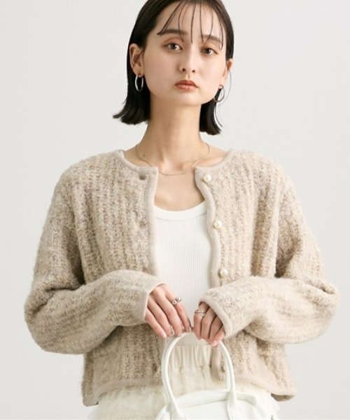 nissen（ニッセン）の「プードルニットショート丈カーディガン（カーディガン/ボレロ・レディース・ブラック/杢グレー/ベージュ・M）」の20枚目の写真