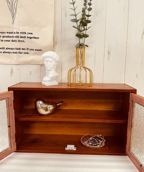 アンティークガラスダブルオープンキャビネット（収納グッズ）｜Made