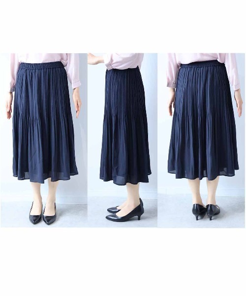 fleur by mint breeze(フルールバイミントブリーズ)の「【L~6L 大きいサイズ】ジョーゼットプリーツスカート(スカート・レディース・ブラック/ライトグレー/ネイビー・LL/5L/3L/4L/L/6L)」の14枚目の写真