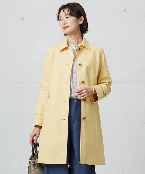 J.PRESS Ladies(J.プレス レディス)の「【撥水・WEB限定カラーあり】コットンポリエステル ツイル ロング コート(ステンカラーコート・レディース・イエロー系/ネイビー系/ピンク系/ライトグレー系・XS/S)」の2枚目の写真