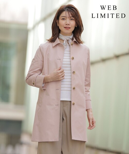 J.PRESS Ladies(J.プレス レディス)の「【撥水・WEB限定カラーあり】コットンポリエステル ツイル ロング コート(ステンカラーコート・レディース・イエロー系/ネイビー系/ピンク系/ライトグレー系・XS/S)」の4枚目の写真