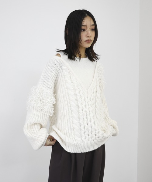 配色切り替えセーター SERACE セーター ニット 「SERACE」Oversize openwork sheer