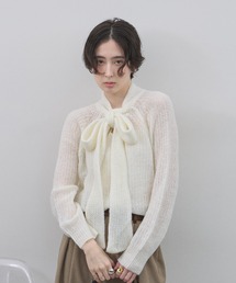 【ZOZO限定】モヘアタッチボウタイニット
