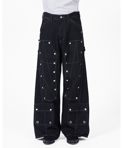 フォーサムワン、DENIM CROP CARGO ブラック 48 FORSOMEONE #101 DENIM