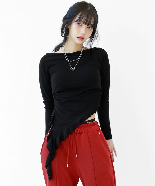 セール】テールシャーリングTシャツ レディーストップス スリム
