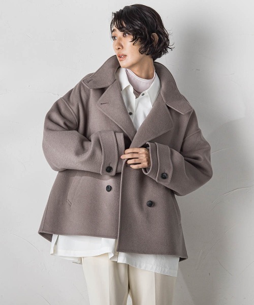 la.f…(ラエフ)の「両面シャルムリバーショート丈コート(ピーコート・レディース・キャメル/ブラック・9号/7号)」の2枚目の写真