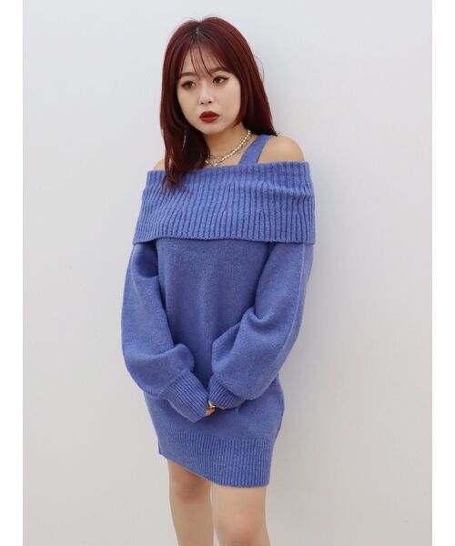 EVRIS（エヴリス）の「オフショルニットワンピース（ワンピース・レディース・チャコールグレー/ブルー/アイボリー・FREE）」の12枚目の写真