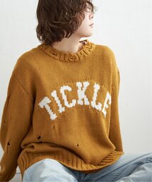 UNION イエロー ダメージ　ケーブル編み ニット UNION イエロー ダメージケーブル編み ニット