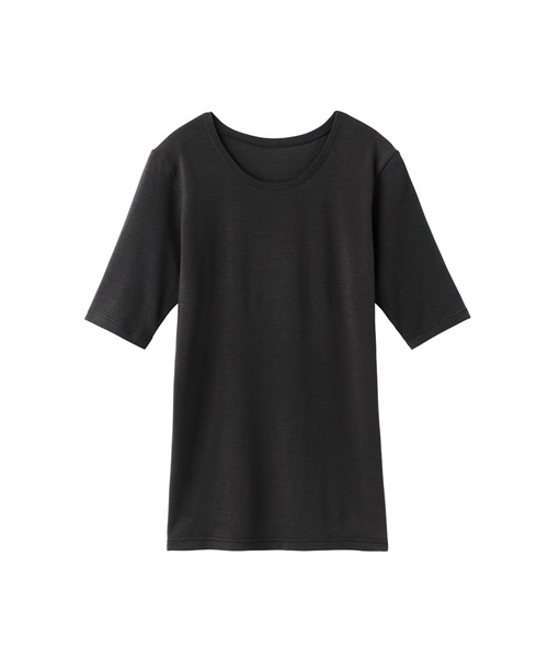 GUNZE(グンゼ)の「GUNZE グンゼ HOT MAGIC ファイヤーアセドロン レディース 5分袖インナー(Tシャツ/カットソー・レディース・ベージュ/レッド/ブラック/チャコールグレー/ブラウン・MEDIUM/X-LARGE/LARGE)」の3枚目の写真