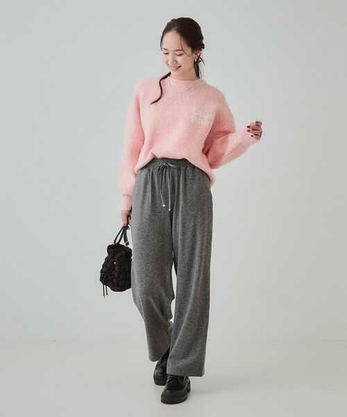 SHOO・LA・RUE（シューラルー）の「【あったか】やわらかい風合いが魅力 裏起毛イージーパンツ（その他パンツ・レディース・チャコールグレー/グリーン/スミクロ・01/02/03/04）」の10枚目の写真