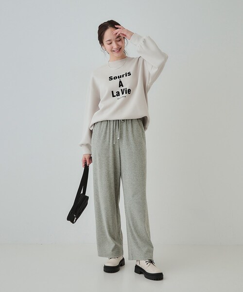 SHOO・LA・RUE（シューラルー）の「【あったか】やわらかい風合いが魅力 裏起毛イージーパンツ（その他パンツ・レディース・チャコールグレー/グリーン/スミクロ・01/02/03/04）」の6枚目の写真