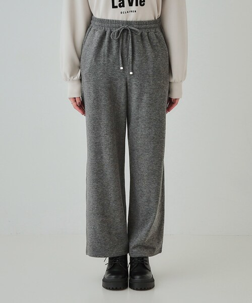 SHOO・LA・RUE（シューラルー）の「【あったか】やわらかい風合いが魅力 裏起毛イージーパンツ（その他パンツ・レディース・チャコールグレー/グリーン/スミクロ・01/02/03/04）」の4枚目の写真