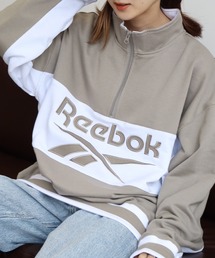 【Reebok/リーボック】裏毛 ロゴ 切替リブライン ハーフジッププルオーバー スウェット