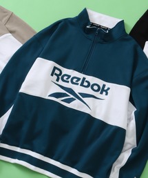 【Reebok/リーボック】裏毛 ロゴ 切替リブライン ハーフジッププルオーバー スウェット