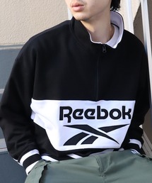 【Reebok/リーボック】裏毛 ロゴ 切替リブライン ハーフジッププルオーバー スウェット