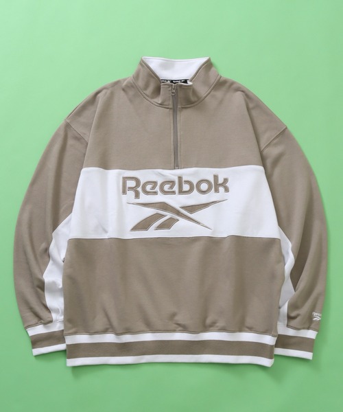 Reebok(リーボック)の「【Reebok/リーボック】裏毛 ロゴ 切替リブライン ハーフジッププルオーバー スウェット(スウェット・メンズ・ブラック/ベージュ/ダークブルー/ライトグレー・M/L/LL)」の12枚目の写真
