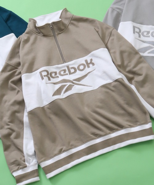 Reebok(リーボック)の「【Reebok/リーボック】裏毛 ロゴ 切替リブライン ハーフジッププルオーバー スウェット(スウェット・メンズ・ブラック/ベージュ/ダークブルー/ライトグレー・M/L/LL)」の16枚目の写真