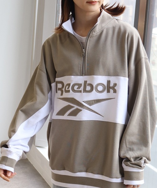 Reebok(リーボック)の「【Reebok/リーボック】裏毛 ロゴ 切替リブライン ハーフジッププルオーバー スウェット(スウェット・メンズ・ブラック/ベージュ/ダークブルー/ライトグレー・M/L/LL)」の20枚目の写真