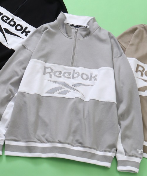 Reebok(リーボック)の「【Reebok/リーボック】裏毛 ロゴ 切替リブライン ハーフジッププルオーバー スウェット(スウェット・メンズ・ブラック/ベージュ/ダークブルー/ライトグレー・M/L/LL)」の15枚目の写真