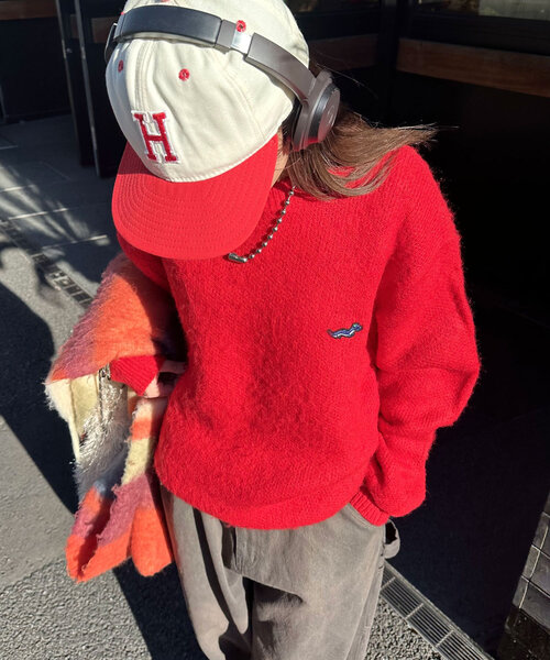 CIAOPANIC（チャオパニック）の「ワンポイント刺繡シャギーニットプルオーバー（ニット/セーター・レディース・レッド/ブラウン/ブラック/アイボリー/ミント・ONE SIZE）」の5枚目の写真