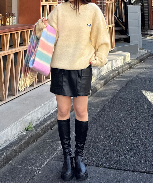 CIAOPANIC（チャオパニック）の「ワンポイント刺繡シャギーニットプルオーバー（ニット/セーター・レディース・レッド/ブラウン/ブラック/アイボリー/ミント・ONE SIZE）」の9枚目の写真