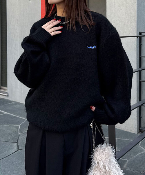 CIAOPANIC（チャオパニック）の「ワンポイント刺繡シャギーニットプルオーバー（ニット/セーター・レディース・レッド/ブラウン/ブラック/アイボリー/ミント・ONE SIZE）」の12枚目の写真