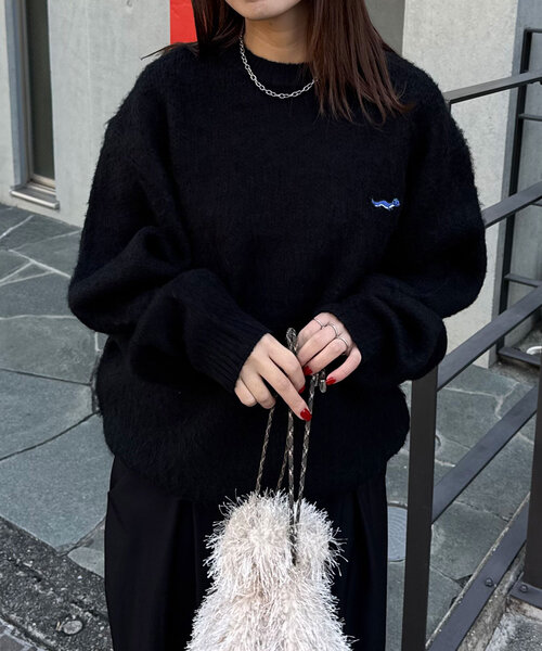 CIAOPANIC（チャオパニック）の「ワンポイント刺繡シャギーニットプルオーバー（ニット/セーター・レディース・レッド/ブラウン/ブラック/アイボリー/ミント・ONE SIZE）」の13枚目の写真