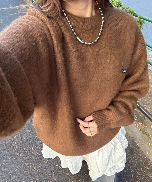 CIAOPANIC（チャオパニック）の「ワンポイント刺繡シャギーニットプルオーバー（ニット/セーター・レディース・レッド/ブラウン/ブラック/アイボリー/ミント・ONE SIZE）」の18枚目の写真