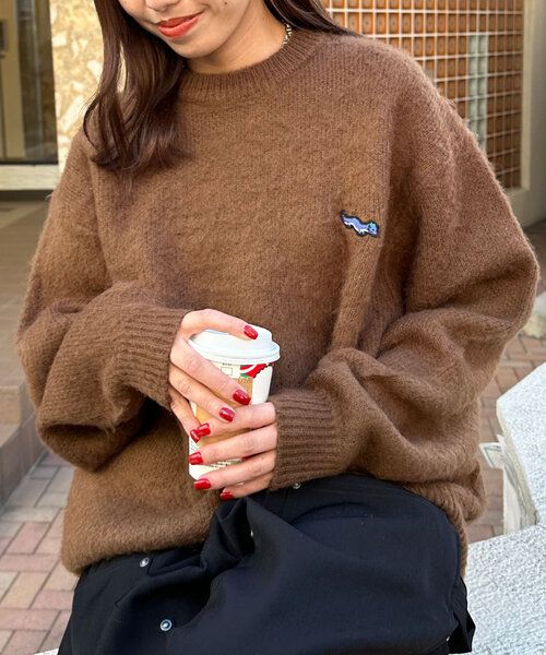 CIAOPANIC（チャオパニック）の「ワンポイント刺繡シャギーニットプルオーバー（ニット/セーター・レディース・レッド/ブラウン/ブラック/アイボリー/ミント・ONE SIZE）」の19枚目の写真