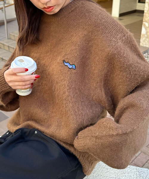 CIAOPANIC（チャオパニック）の「ワンポイント刺繡シャギーニットプルオーバー（ニット/セーター・レディース・レッド/ブラウン/ブラック/アイボリー/ミント・ONE SIZE）」の21枚目の写真