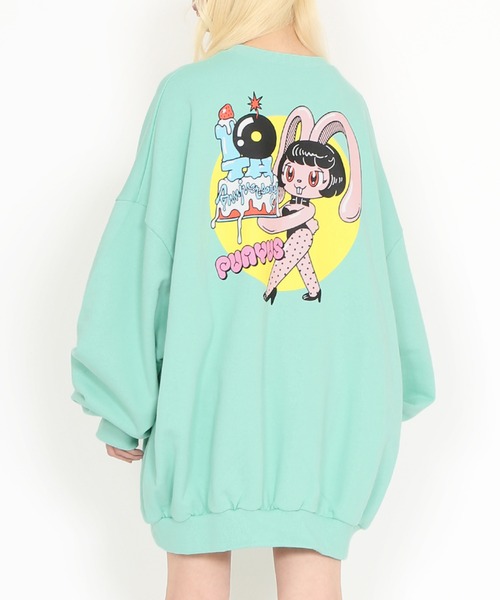 PUNYUS（プニュズ）の「10th rabbitビッグスウェット（スウェット・レディース・グリーン/ネイビー・3/4）」の2枚目の写真