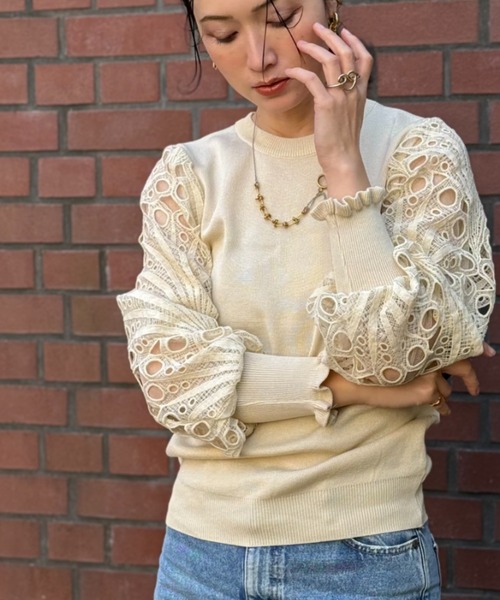 袖かぎばりトップス（Tシャツ/カットソー）｜deux amour（ドゥーザムール） 5,377円